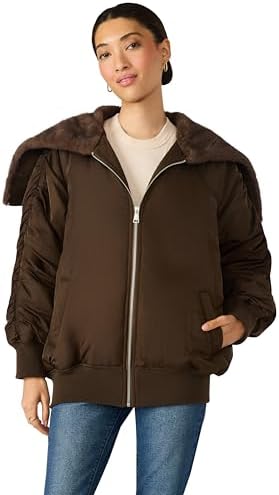 Theory Women's Faux Fur Peacoat, Light Cocoa, Tan, S at Amazon
